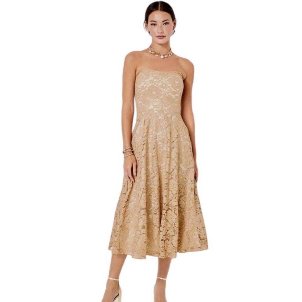 Lilly Pulitzer Aubrianna metallic Gold Strapless Midi